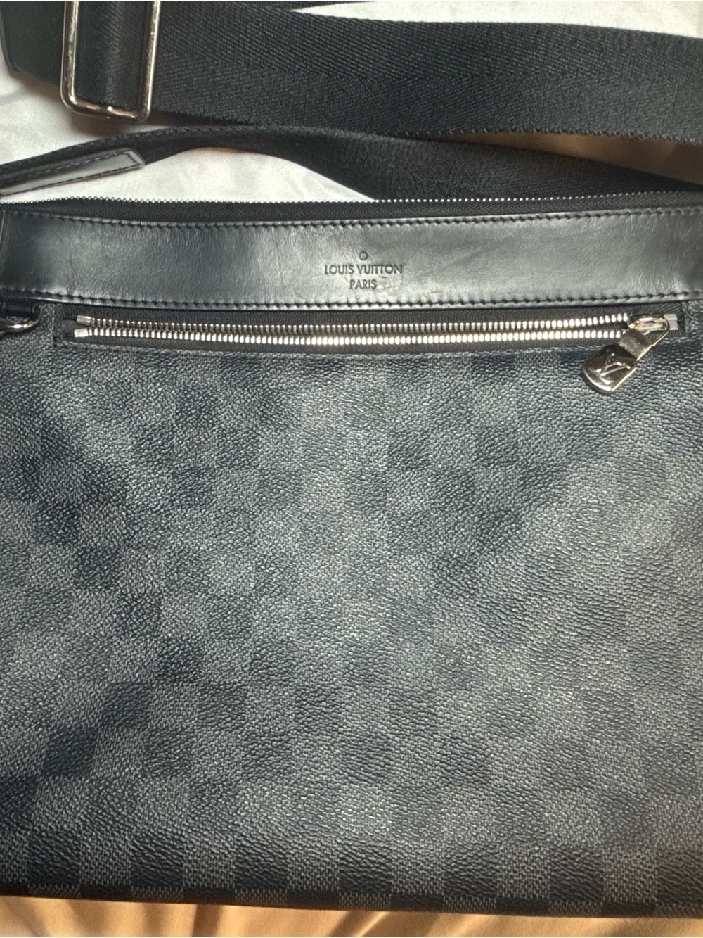 Louis Vuitton Black Damier Graphite Messenger Bag with Silver Hardware
